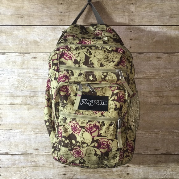 jansport skull and roses backpack
